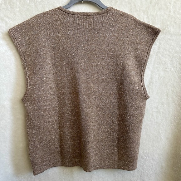 J.Crew Tan Sweater Shell‎ Knit Top Gold Buttons Merino Linen Blend Size XXL NWOT - Picture 4 of 5